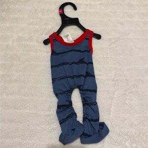 Petco Blue Striped Dog Onesie with Red Trim in Size XS